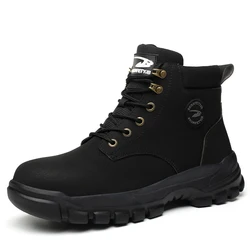 Lynjacye Work Boots Mid Cut Safety Shoes Men Work Sneakers Indestructible Shoes Puncture-Proof Protective Shoes Work Boots