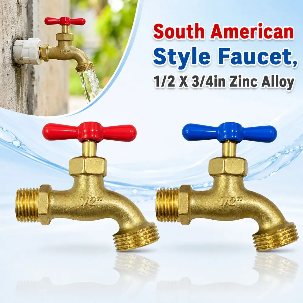 1PC 1/2 X 3/4in South American Style Faucet Rotary Type Durable Garden Faucet Valve Zinc Alloy Sturdy Faucet Valve Core