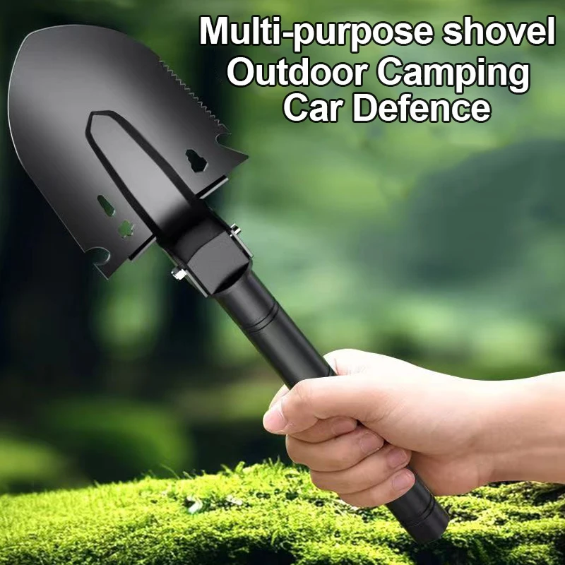 Multifunctional Folding Spade Magnetic Portable Gardening Manual Tools Travelling Camping Foldable Emergency Shovel with Compass