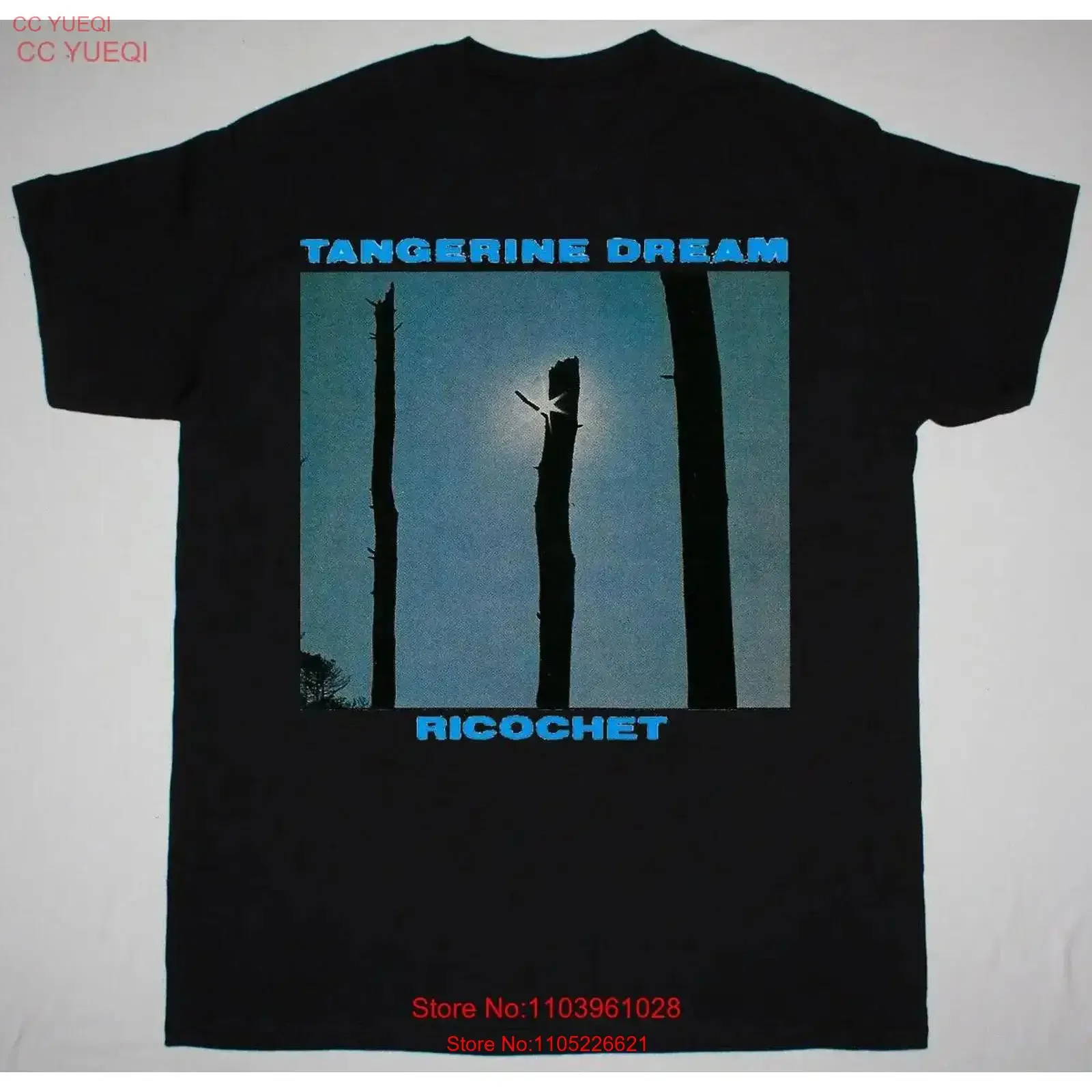 Rare Tangerine Dream Ricochet Black All Size T Shirt vintage Washed Soft designer clothes Stylish Casual homme