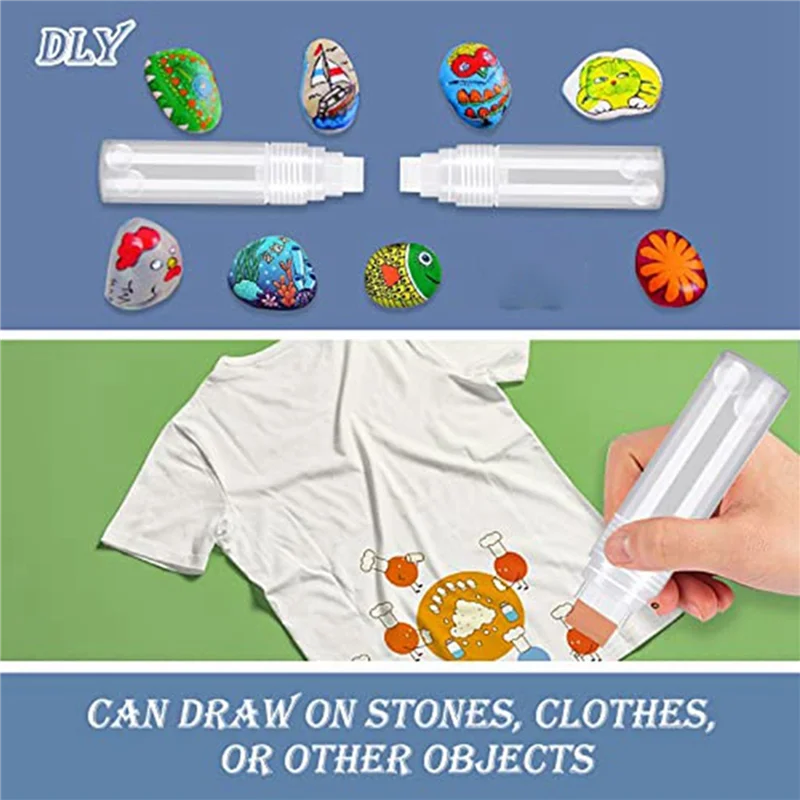 ABDJ-50 Confezione Pennarelli per vernice acrilica ricaricabili 15 mm Pennarelli acrilici vuoti Pennarelli per vernice bianca trasparente per pittura su roccia Legno