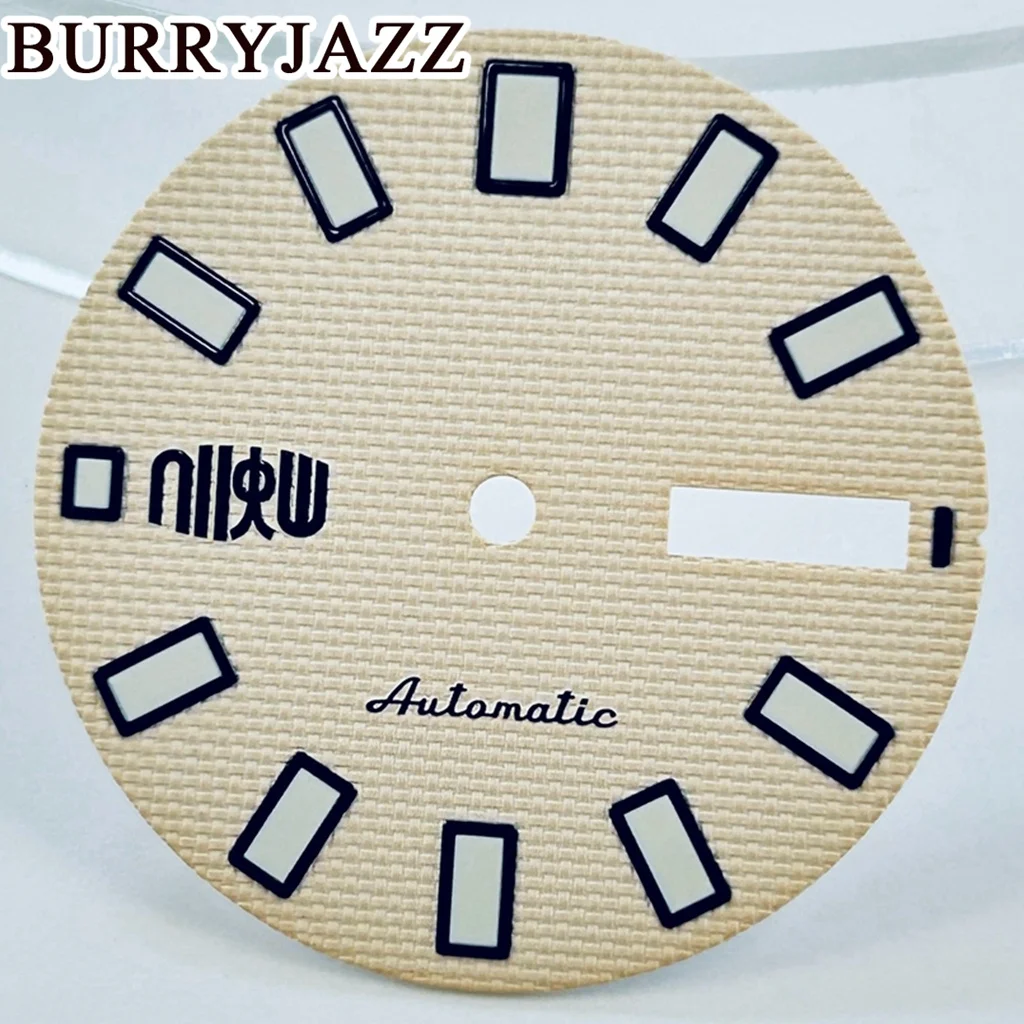 NH36 28.5mm Automatic Mechanical Surface Weaving Pattern Green Luminous Watch Dial for NH36/4R36 Movement Watch Parts