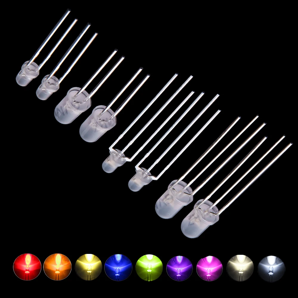 1000PCS 3mm 5mm Frosted LED Diode Indicator 3mm 5mm Single & Red-Green Bi-Color Common Anode / Cathode