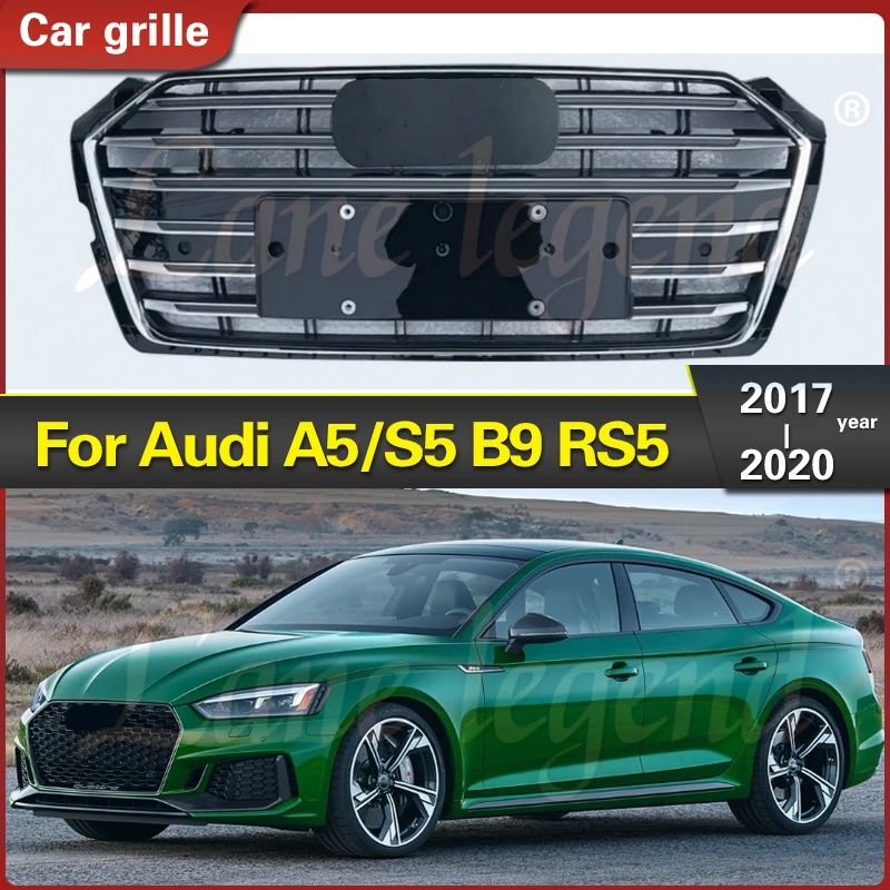 

Front Bumper Racing Grill Hood honeycomb Grille for Audi A5/S5 B9 2017-2020 For RS5 Style Air Intake Grille Upper Replacement