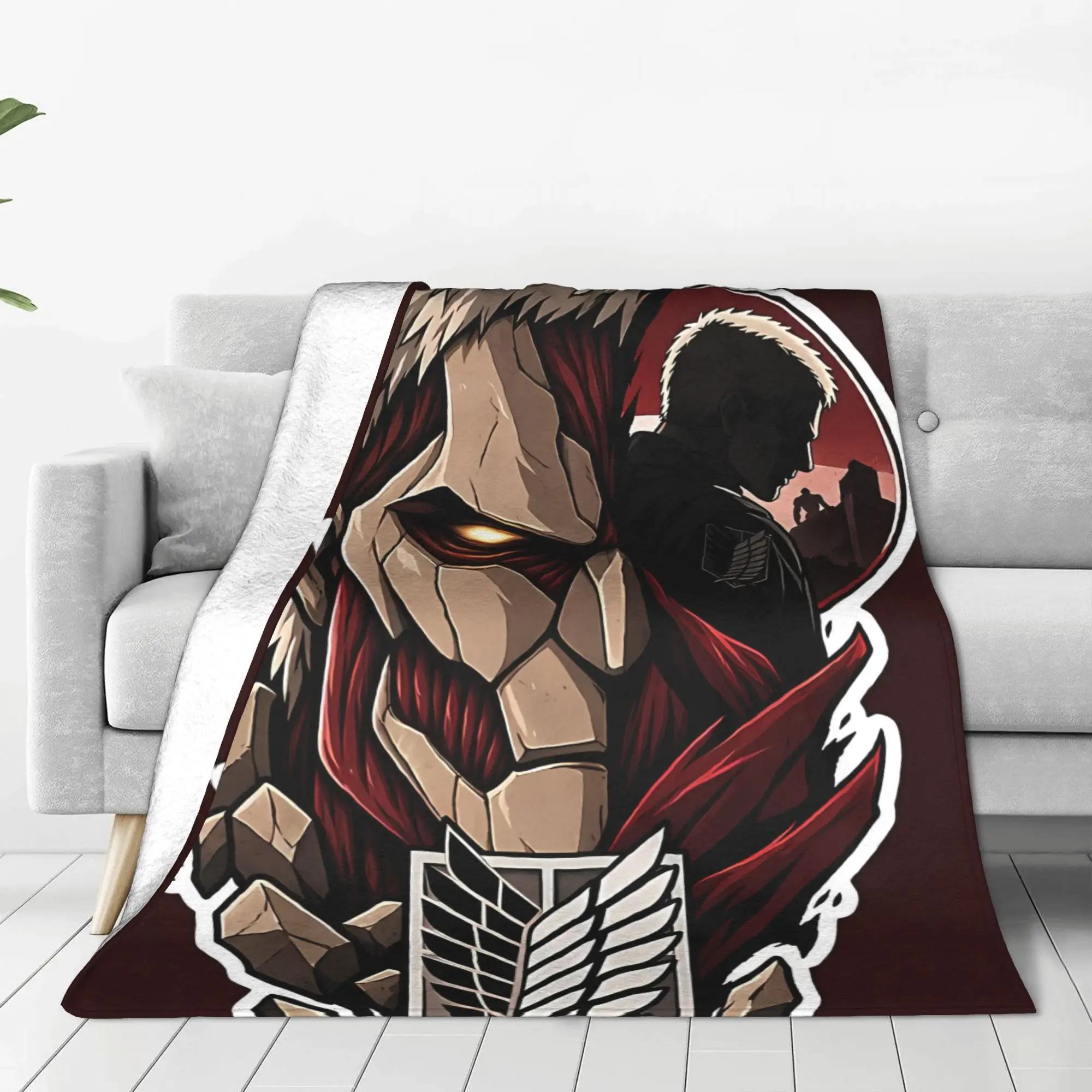 1PC Home Cutecore Armored Elite Soldier aAttack on Titan Blanket Super Cosy Plush Home Living Room Sofa Halloween