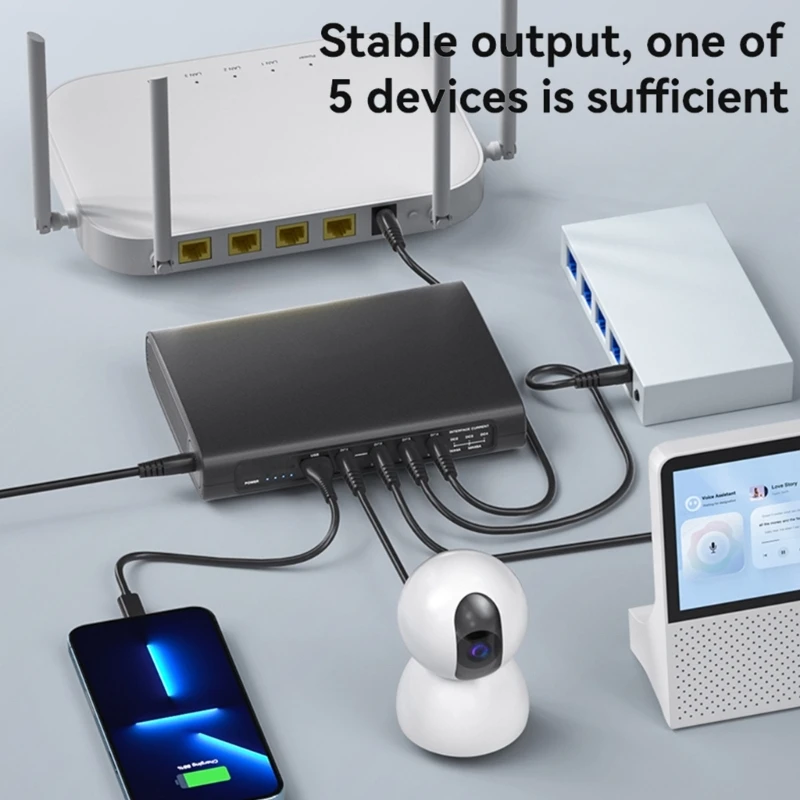 Fonte de alimentação Mini UPS, fonte de alimentação ininterrupta para roteadores CCTV ao ar livre, saída USB, 5V, 9V, 12V, 12000 mAh, 15000 mAh