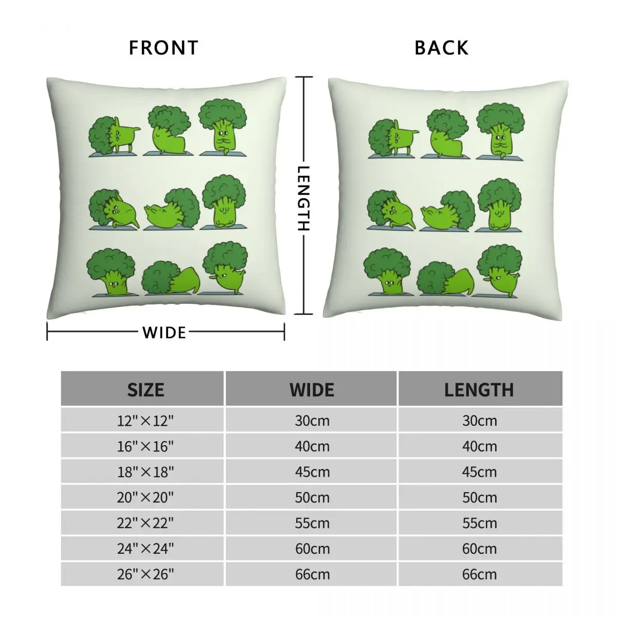 Broccoli Yoga Pillowcase Polyester Linen Velvet Printed Zip Decor Throw Pillow Case Sofa Seater Cushion Cover Wholesale 45x45