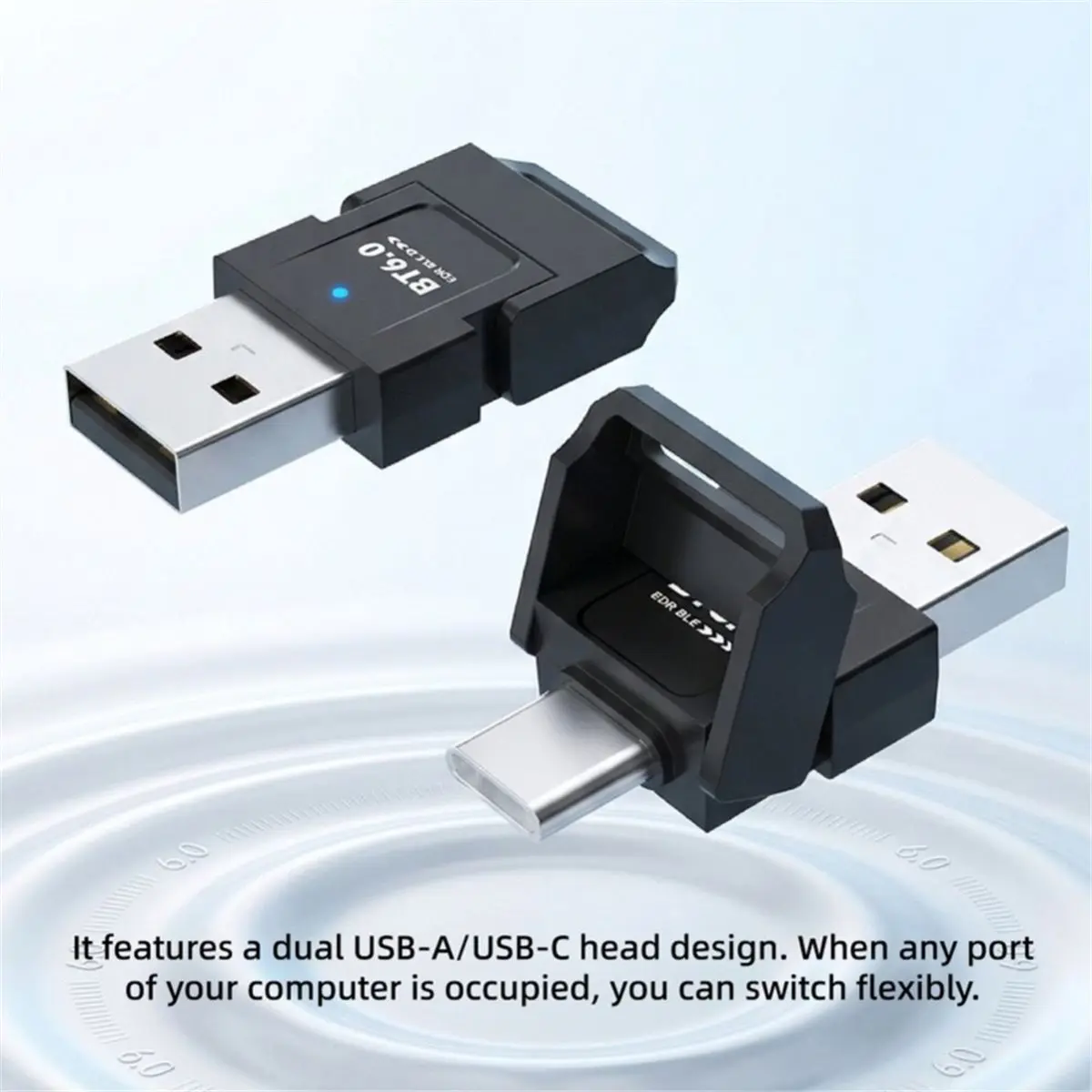 (A20Z] 2 in 1 Bluetooth 6.0 Adapter USB/Type C Mini Stereo Audio Receiver Transmitter for TV PC Car Kit Wireless Adapter