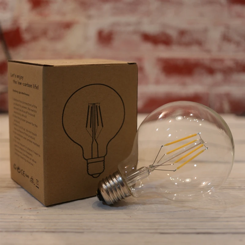 Edison Led Filament Bulb G80 G95 G125 Big Global Light Bulb 4W 6W 8W Filament Bulb E27 Glass Indoor Lamps AC220V