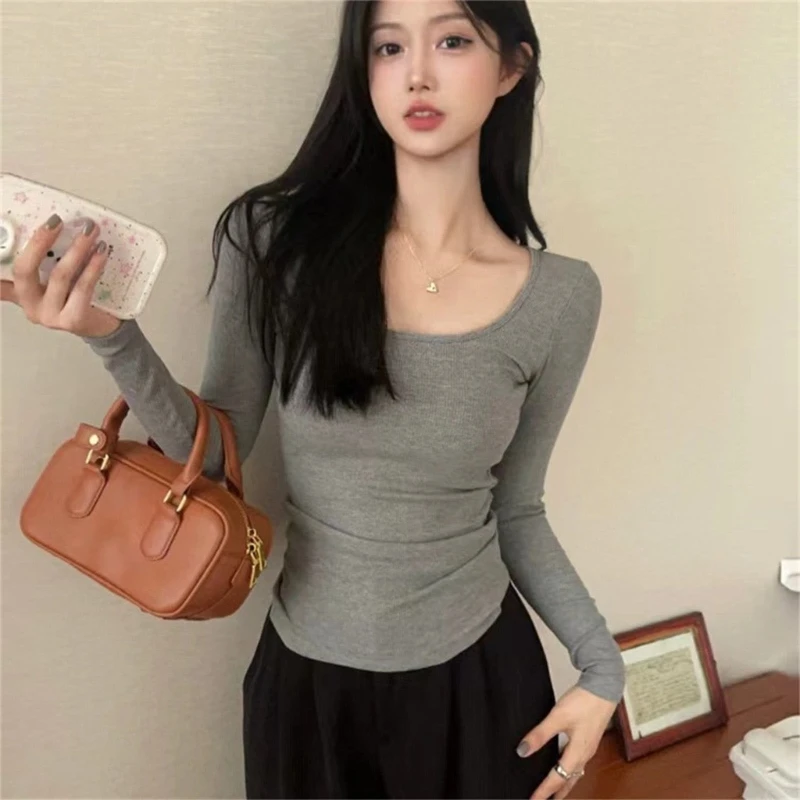 Long Sleeve Shirt Square Neckline Cotton Material Warm Winter Shirts for Cold Seasons Outdoor Activities 066C