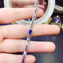 Natural sapphire 925 Sterling silver high definition bracelet Ladies Color Beautiful Exquisite special price free mailing