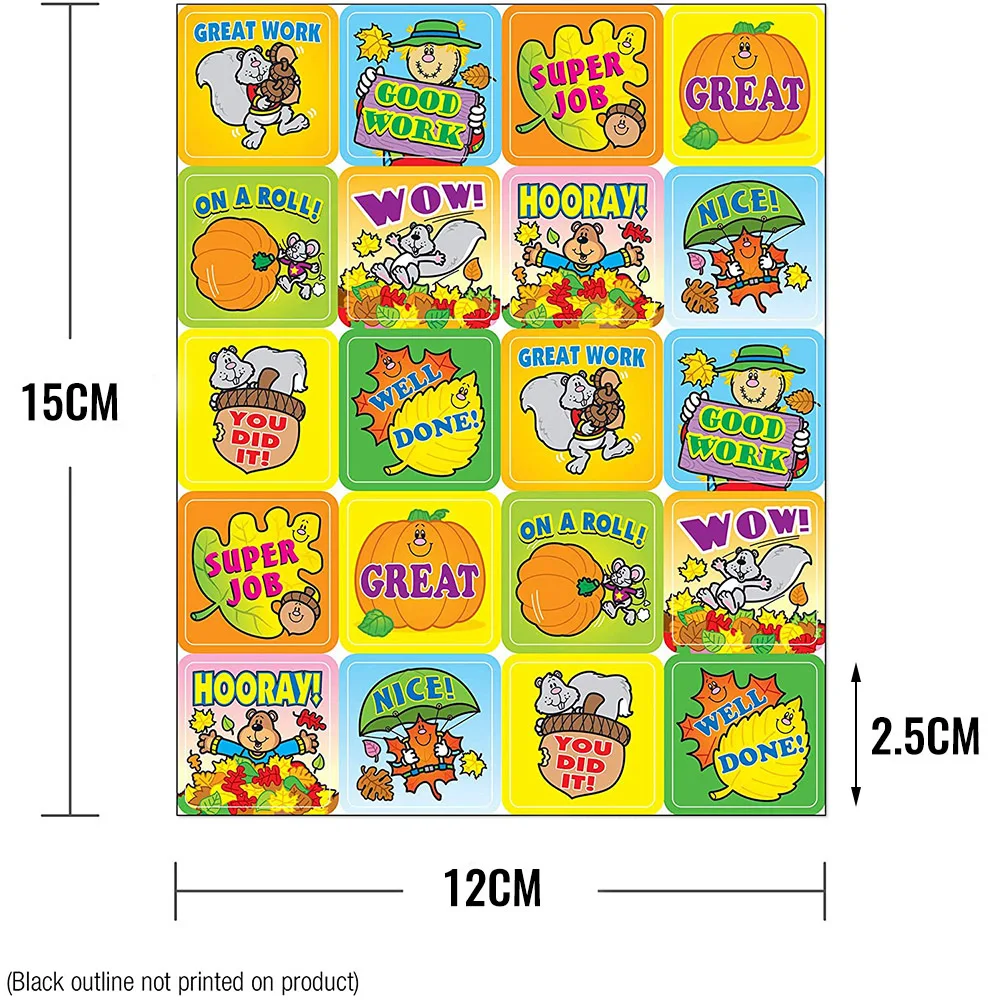 40-200pcs Cartoon English Reward Stickers Children Praise Stickers Primary School Students Can Self Stick Reward Stickers