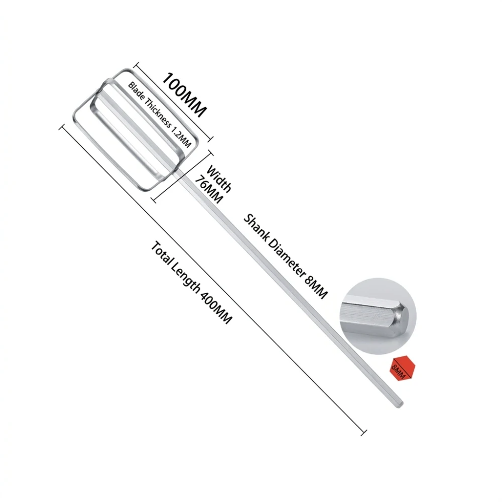 Electric Drill Stirring Rod 304 Stainless Steel Paint Epoxy Resin Mixer Paddle Essential Tool For Wall Decoration
