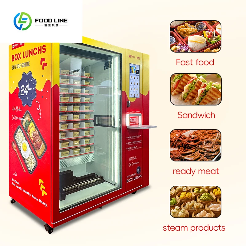 

Hot Food Vending Machine 24 Hours Self Service 21.5 Inch Touch Screen Fully Automatic Business Fast Food Vending Machine