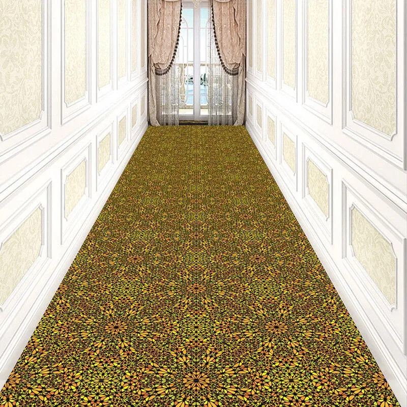 Reese Lobby Carpets Long Rugs Hallway Veranda Corridor Kaleidoscope Petals Mysterious Orient Autumn Muted Color Vintage Decor