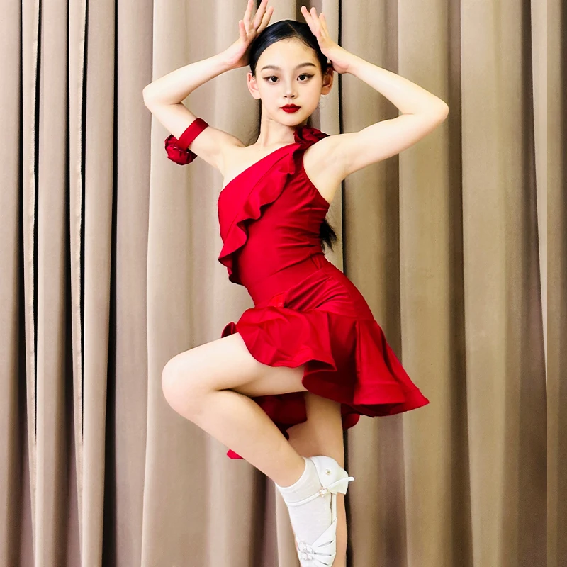 Costume d'entraînement de danse latine personnalisé pour femmes et filles, vêtements de performance de formation professionnelle avancée pour enfants, faldas