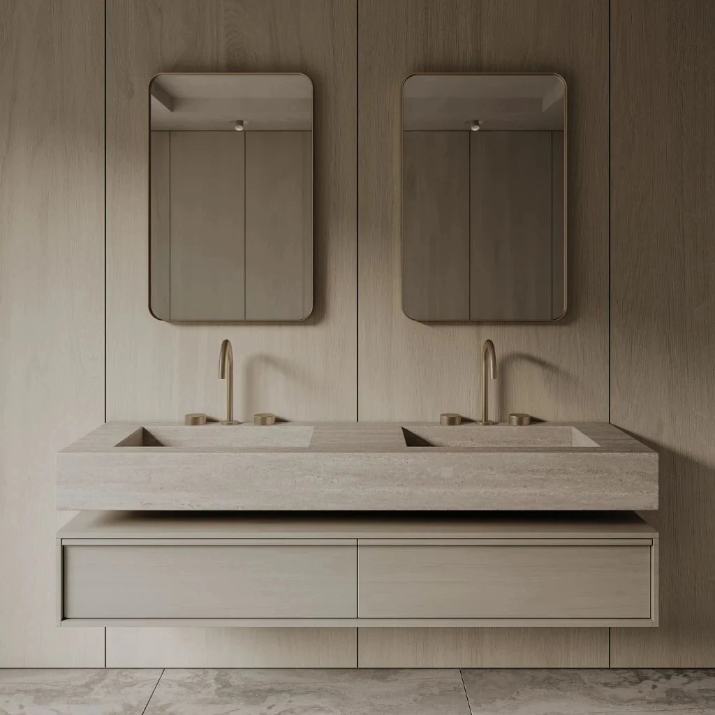 Bathroom CabinetModern Solid Wood Vanity With Sink Bespoke Wall-mounted Bathroom Cabinet For Home Hotel Washroom Use