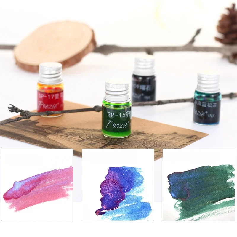 24 Color 5ml Colorful Gold Pink Ink Set Art Painting Graffiti Daily Notes Handbook Record Super Bright Filling Liquid