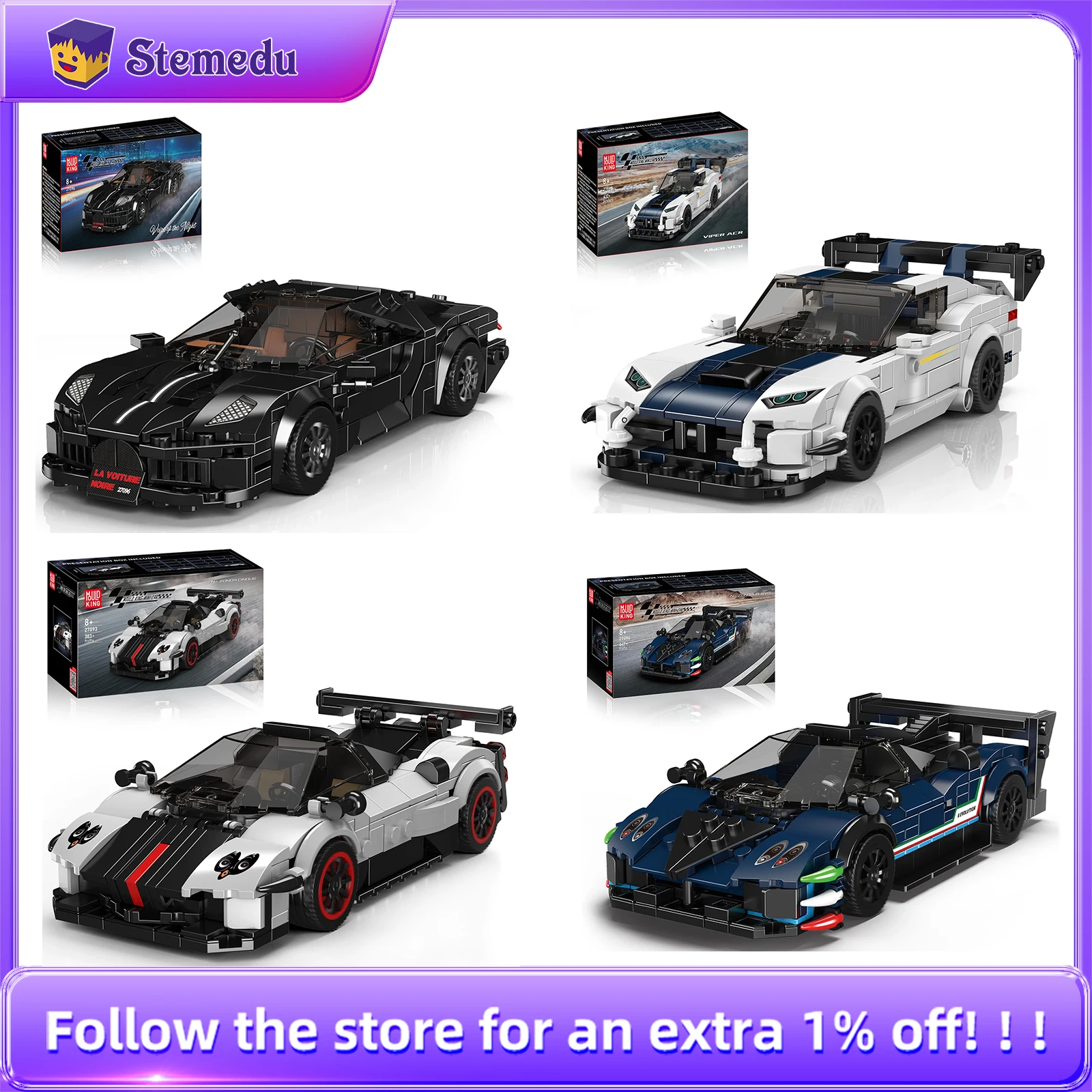 

Mould King 27095 432pcs Viper ACR Mini Car Models Series Building Blocks 8-Grid Car Model DIY Creative Kids Stem Gift Toys