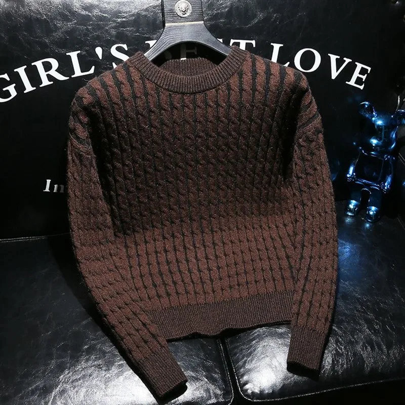 남성용 두꺼운 따뜻한 단색 스웨터, 캐주얼 루즈한 편안한 하이 퀄리티 스웨터, 패션 트렌드, 2025 용수철, 가을 신상