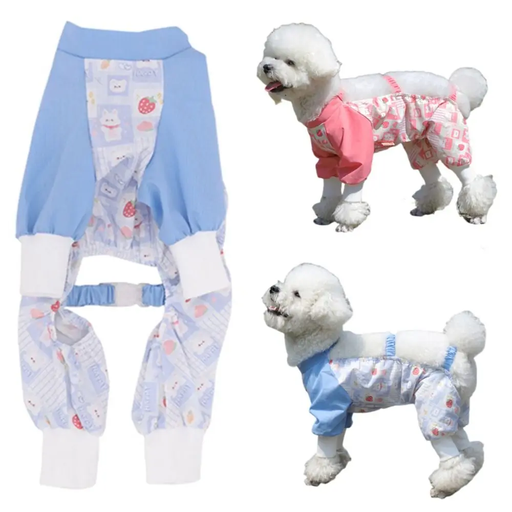 

Breathable Waterproof Dog Jumpsuit Cartoon Elastic Straps Belly-Covering Pet Outfit Cute Easy To Clean Full Coverage Dog Boots