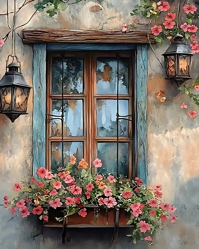 DIY Paint By Number Canvas Kits, Flower Art