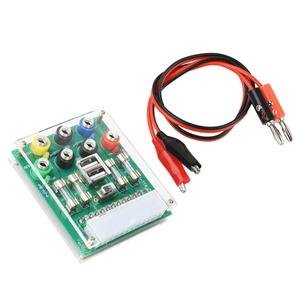 20/24-контактный разъем питания ATX для настольного компьютера, модуль адаптера питания 3,3 В, 5 В, 12 В, 4-цветный светодиодный индикатор дисплея, 4,0 мм, штекер типа «банан» 2 USB