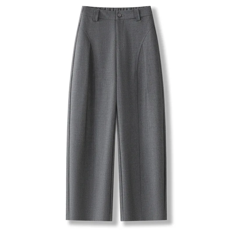 

Gray Casual Suit Harem Pants for Women, Loose Fit, Hip-Covering, Slimming, Draped Feel, Scimitar Pants for and Winter