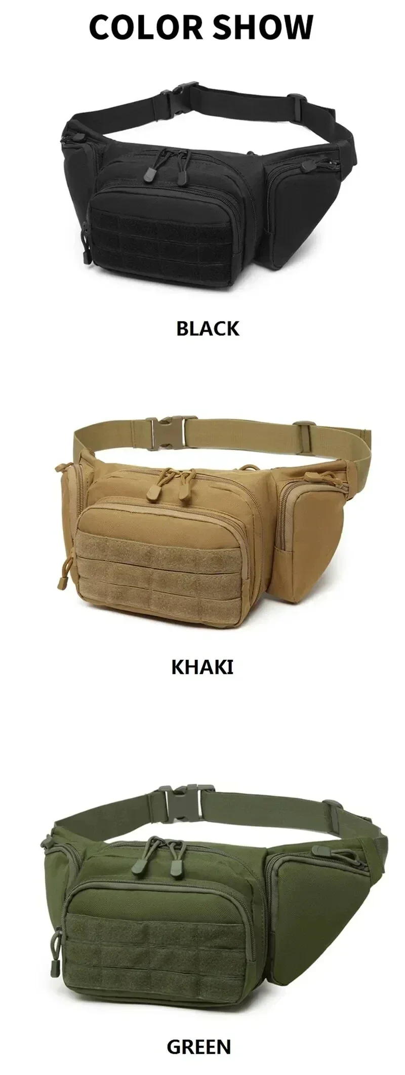 Männer Nylon Schulter Wandern Handy Tasche Taktische Multi-funktion Taille Pack Fanny Packs Sport High-kapazität Taille Tasche – Detail 8