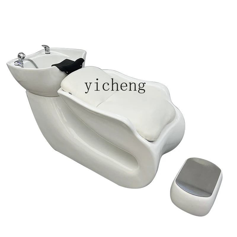 

Tqh High-End Internet Hot New Hair Salon Ceramic Basin Flushing Bed Fashion Half Lying Shampoo Chair