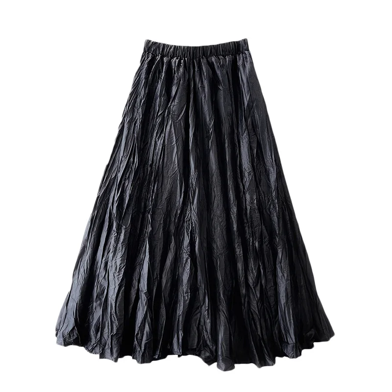 OHRYIYIE Autumn Winter Maxi Long Pleated Skirt for Women Casual Big Hem A-line Skirt Women Korean Style Vintage Skirt Female