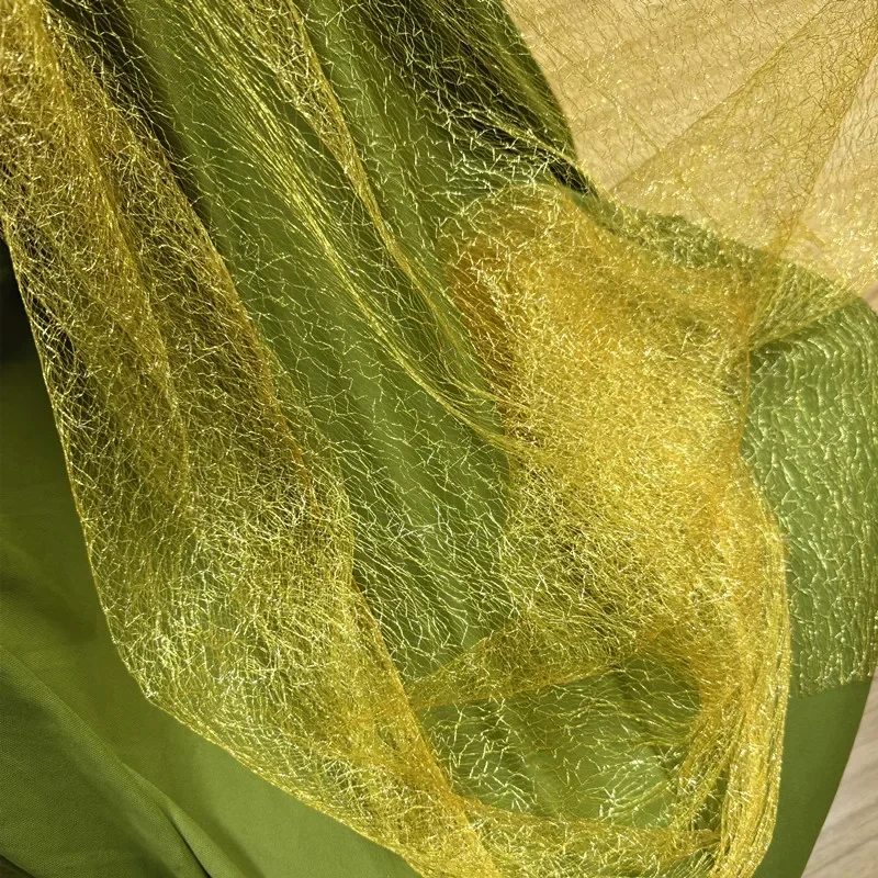 الذهبي غرامة لينة الذهب الموضوع قزحي الألوان الحرير جوفاء شبكة الدانتيل الخياطة مرحلة الملابس DIY بها بنفسك الستائر الزخرفية شبكة النسيج