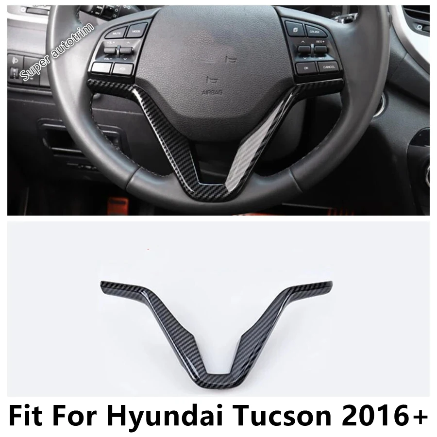 

Steering Wheel Switch Button Frame Cover Trim For Hyundai Tucson 2016 - 2020 Matte / Carbon Fiber / Red Interior Accessories