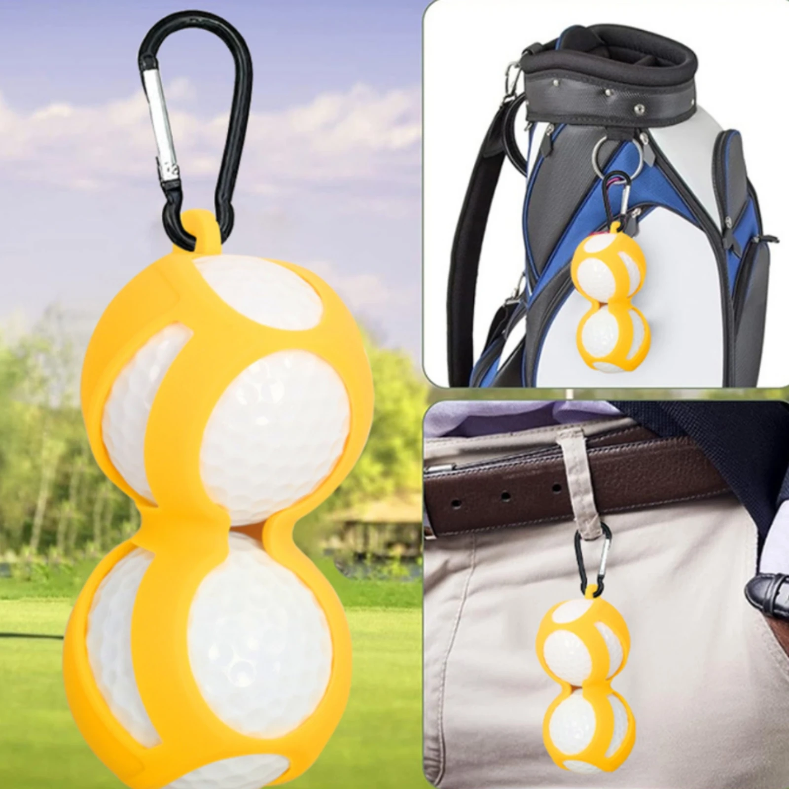 Silicone Golf Ball Holder Flexible Double Golf Ball Holder Sports Accessory Easy to Clean Quick Reach for Golfers - view 4