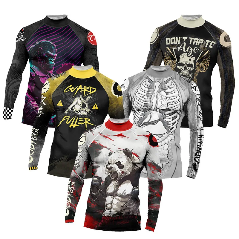 

High Ne Digital Print Long Sve Slim Fit Spor Повседневная одежда Футболка Qui Dry Sweat ng Удобный дизайн Ne Anima...