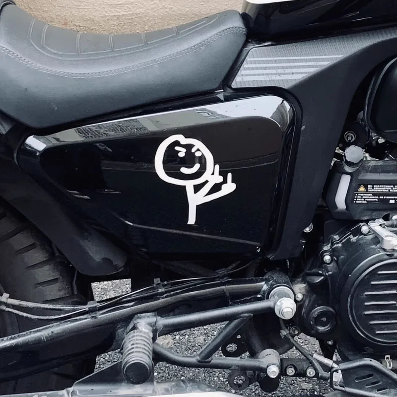 1pc Funny Middle Finger Motorcycle Sticker - Waterproof Vinyl Decal for Motorbike Tank Fairing Side Panel Car & Electric Scooter