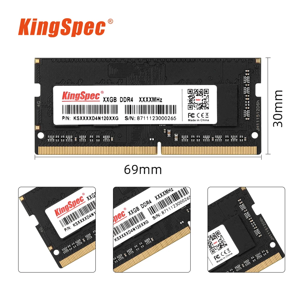 KingSpec Memoria Ram Ddr4 8GB 16GB 32GB 3200MHz RAM Karta pamięci 4gb Notebook 2666mhz 3200 mhz Moduł pamięci DDR4 1.2V Laptop