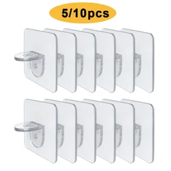 5/10Pcs 6X6cm Adhesive Hooks Transparent Self Pegs Rack Wall Hangers Closet Cabinet Shelf Support Bracket