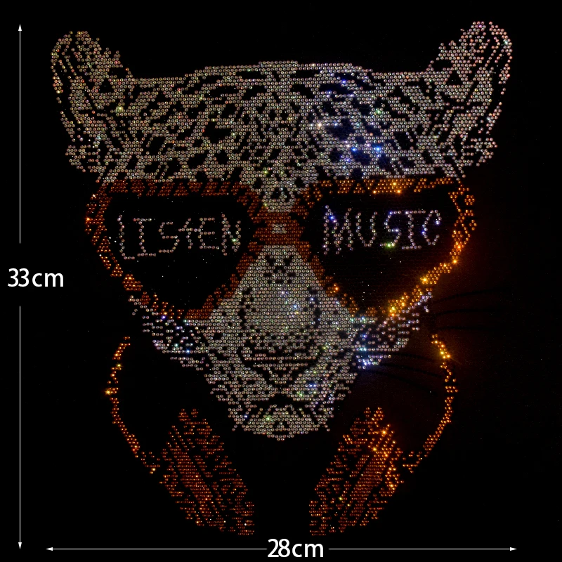 

High-quality embossed diamond creative cartoon cheetah ironed on T-shirts, sweaters, hoodies and denim clothing accessories