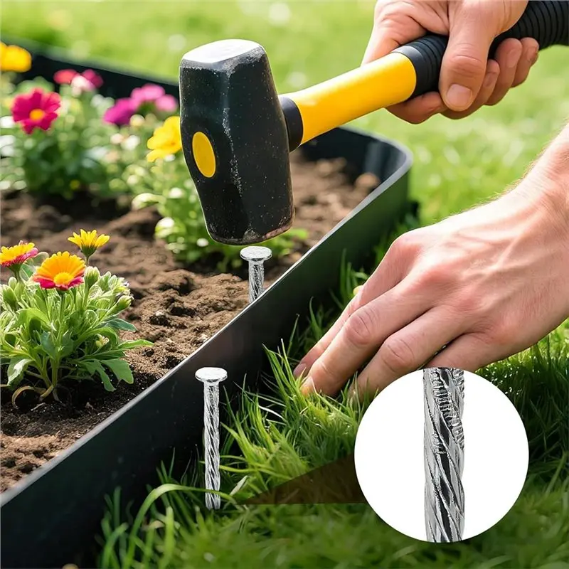 ABZC-Turf Nails Spiral Spikes For Artificial Grass Landscape Stakes For Weed Barrier Garden Lawn Paver Edging Securing Fences