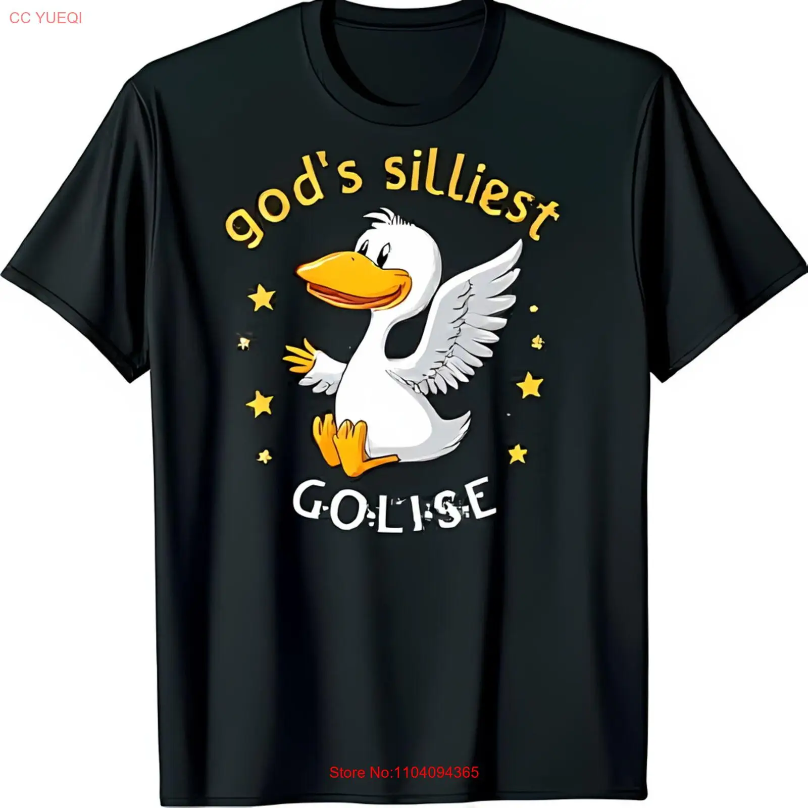 Funny Black T-Shirt with White God's Silliest Text & Stars