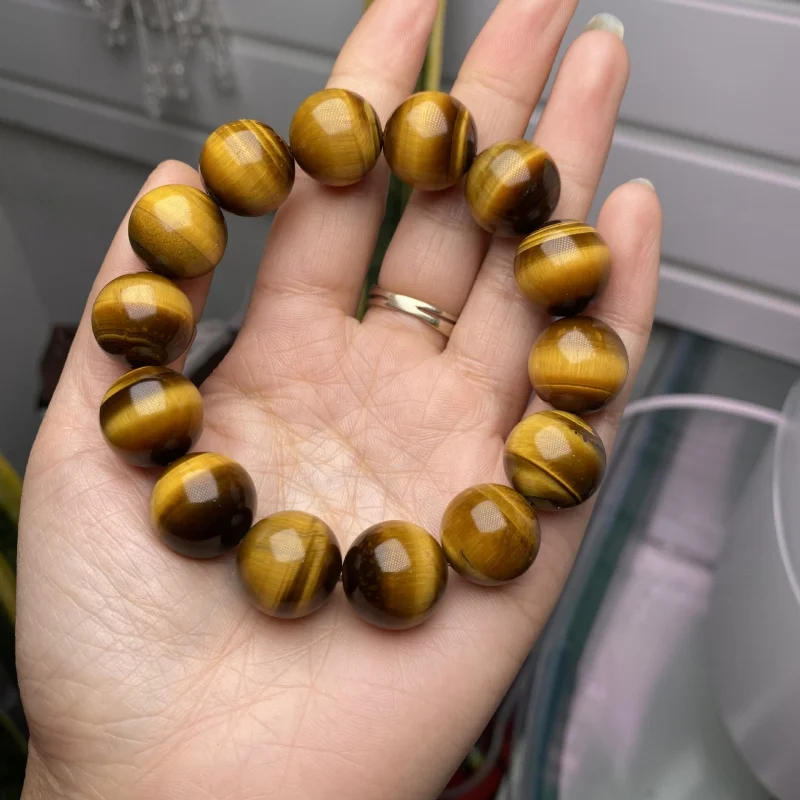 

Natural Yellow Tiger Eye Bracelet Wholesale Yellow Tiger Eye Wood Variscite Single Circle Bracelet Unisex Wood Agate Buddha Bead