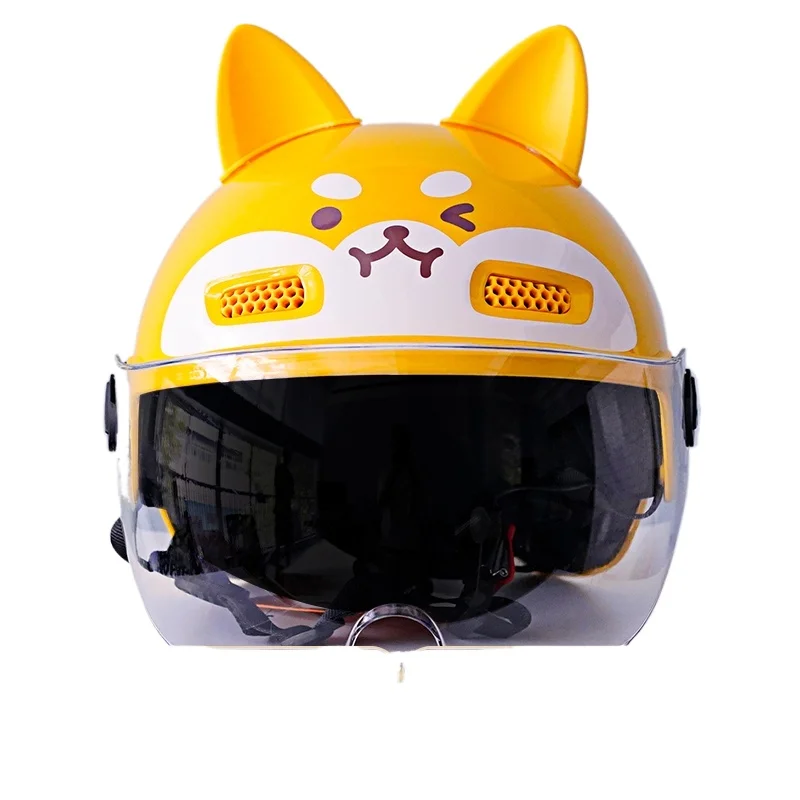 

XK Shiba Inu Helmet Female Electric Car Male Battery Car Safety Helmet Cartoon Cute Four Seasons Universal