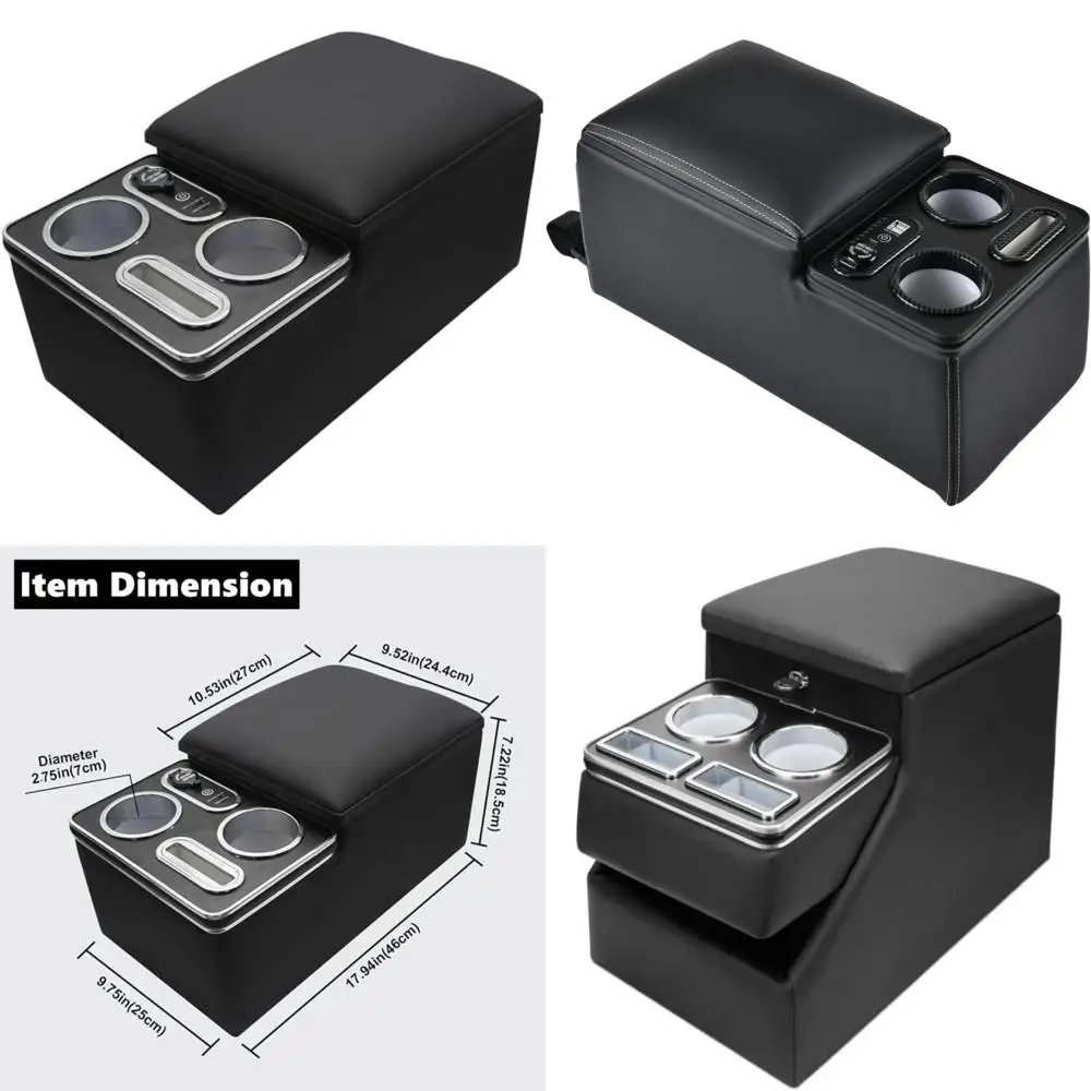

Car Center Console, Universal Rear Bench Seat Consoles, Central Armrest Box Back Seat Storage Box with Cup Holder, Supports Wire