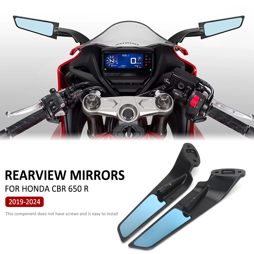 

Motorcycle Rearview Rear View Mirrors Side Mirror Wind Wing Adjustable Rotating For Honda CBR 650R CBR 650 R CBR650R 2019-2024