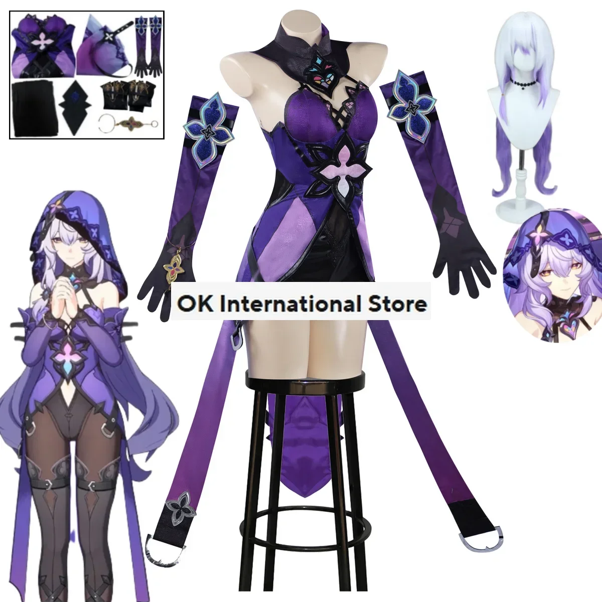 Jeu Honkai Star Rail Black FzCosplay Costume, Violet, Jupe Courte, Robe, Uniforme, Halloween, Carnaval, ix, Performance