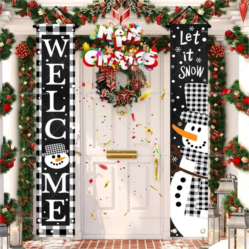 Décoration de porte de Noël 2026, bannière Joyeux Noël pour la maison, ornement de Noël suspendu, Navidad, cadeau de Bonne Année 2027
