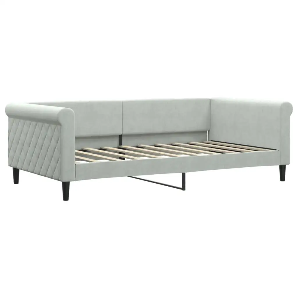 Light Gray Velvet Day Bed Frame - 39.4x74.8, No Mattress Included