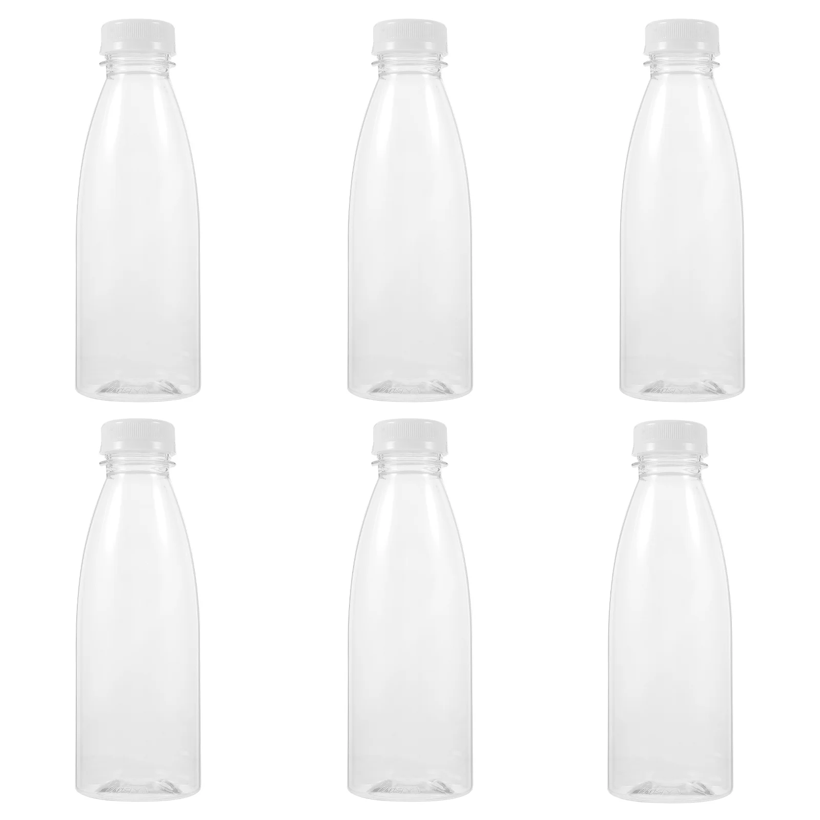 6PCS 500ml Empty Beverage Drink Bottle PET Clear Storage Containers Plastic Juice Bottle with Lids (Random Color Caps)