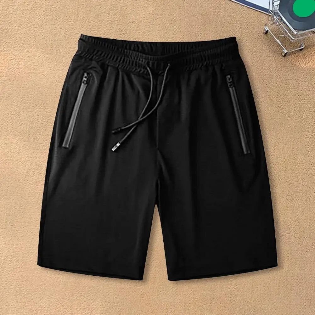 

Elastic Waistband Shorts Stay Dry Ice Silk Athletic Shorts with Zipper Pockets for Men Summer Running Training Cycling Fitness